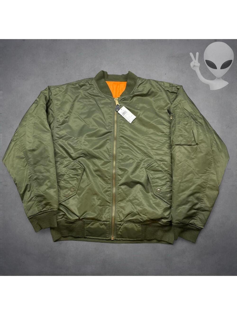 Vintage 90s MA-1 Flight Bomber Jacket Reversible Olive Orange NWT USA Made